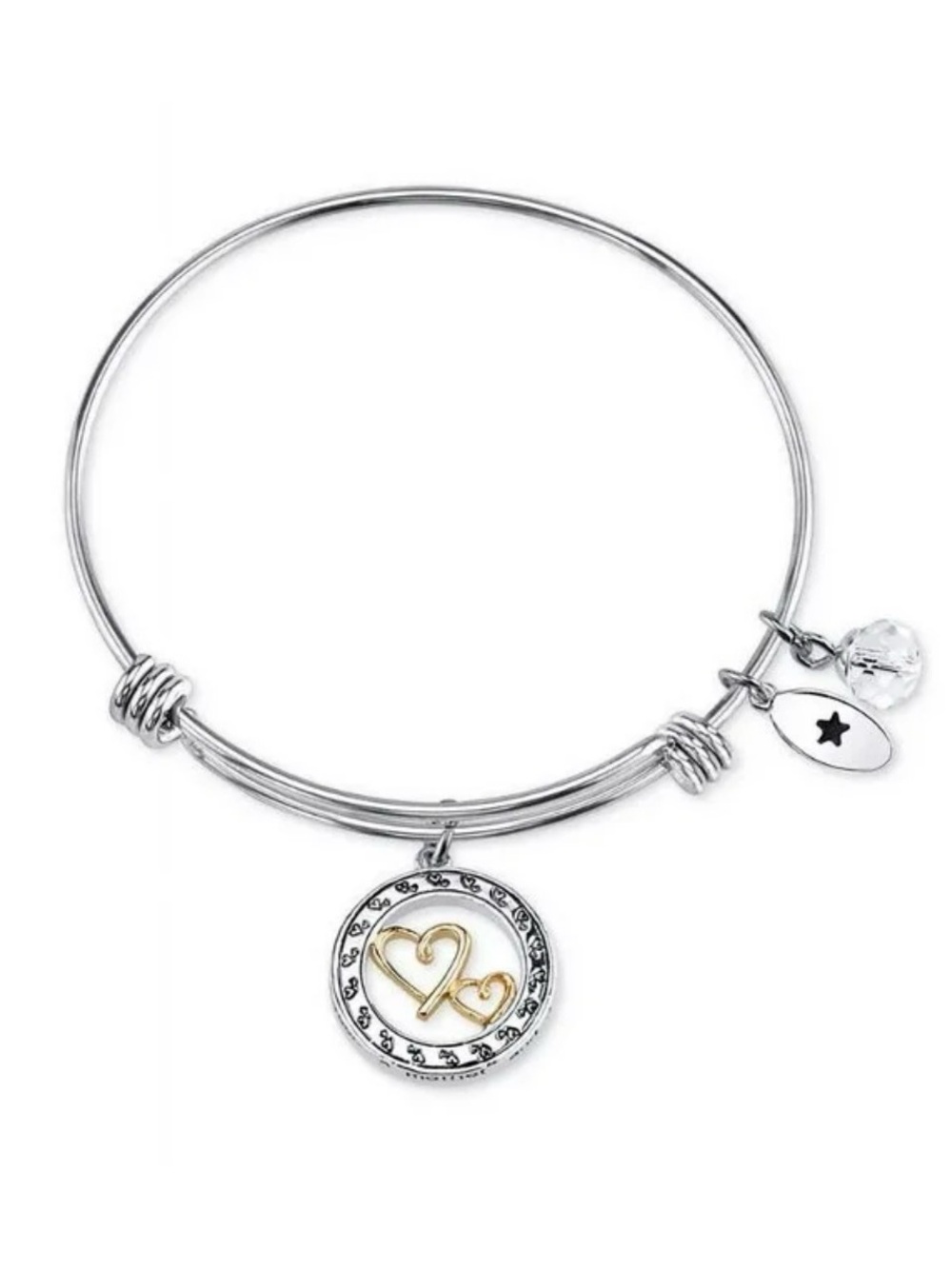 Alex and Ani Silver Bangle with Gold Heart Infinity Charm